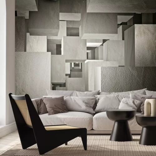 Fotobehang Betonnen kubussen creëren abstractie