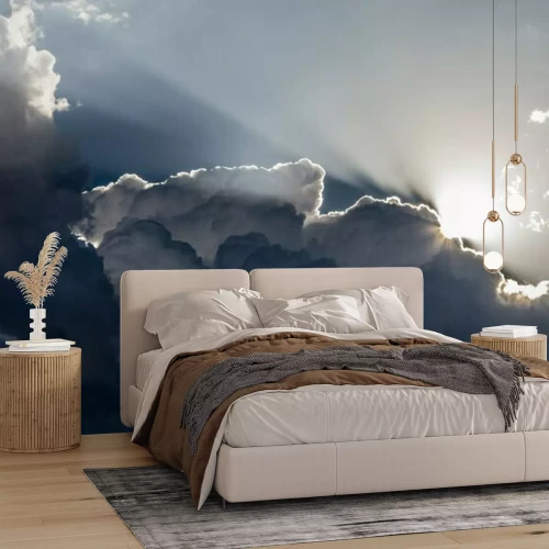 Fotobehang Licht dat door de wolken dringt