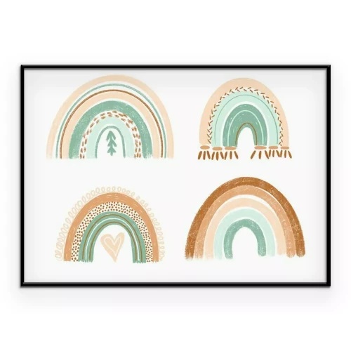 Poster Rustieke regenbooggrafiek