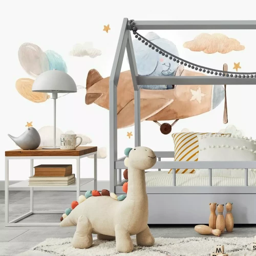 Fotobehang Een olifant in een vliegtuig