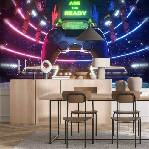 Sticker Spelpad op de achtergrond van de e-sportsarena