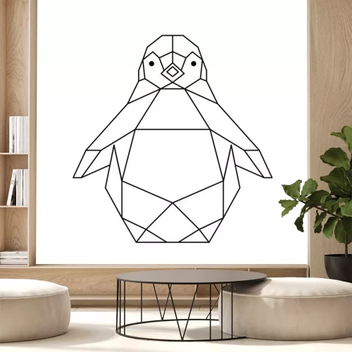 Sticker geometric animals penguin line cut triangles. Contour for tattoo, logo, emblem and design element. Vector illustration