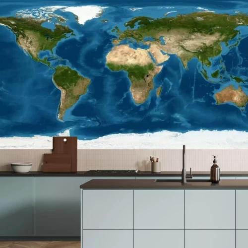 Fotobehang Kaart van de aarde gezien vanuit de ruimte