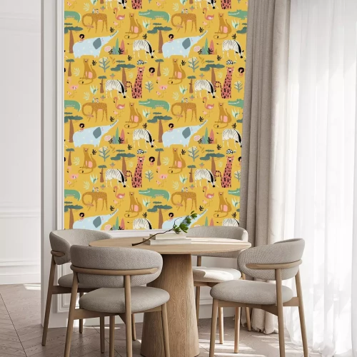 Behang Afrikaanse kleurrijke dieren op safari