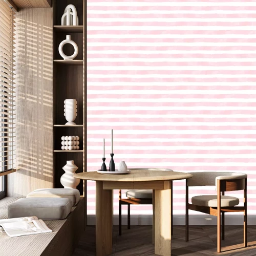 Behang Aquarel patroon met onregelmatige roze strepen