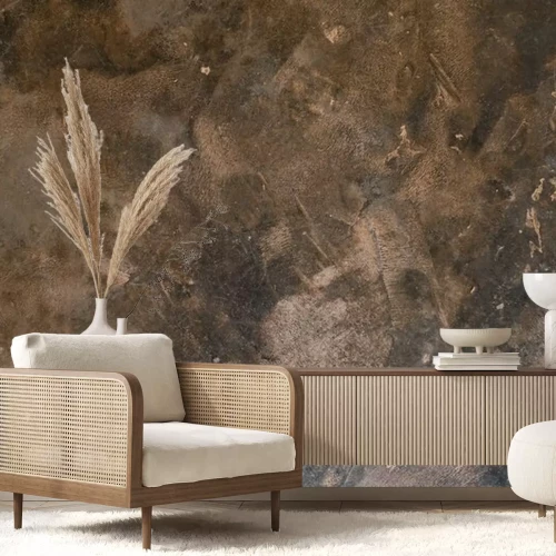 Fotobehang Bruin en beige betonpatroon