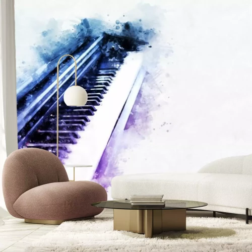 Sticker Paarse en blauwe aquarelpiano