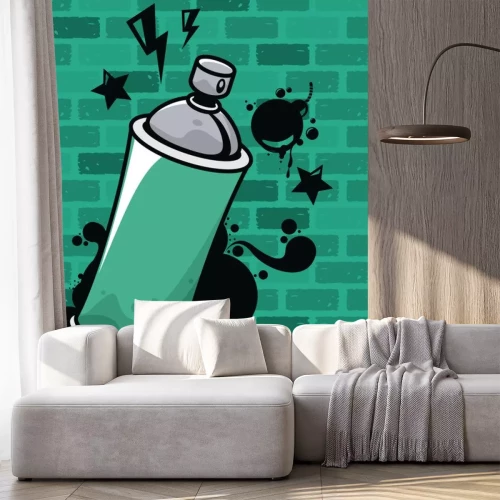 Sticker graffiti urban style poster with paint spray bottle