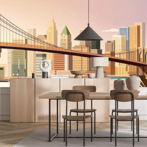 Sticker Brooklyn bridge city scene