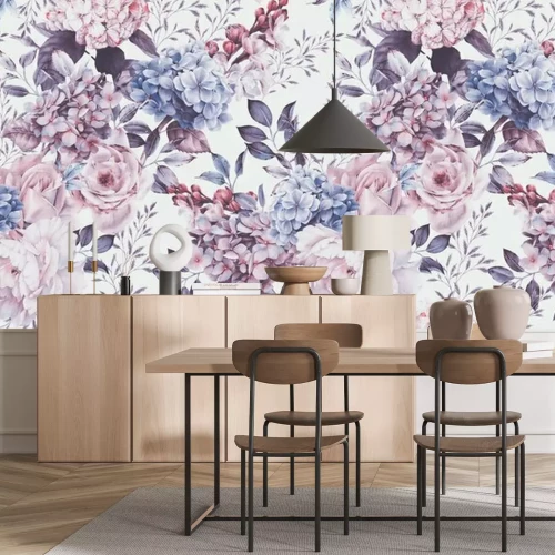 Fotobehang Een boeket bloemen in pastelkleuren