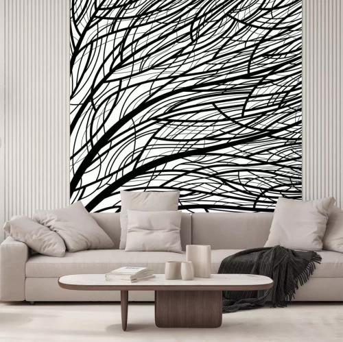 Fotobehang Zwart-witte boom