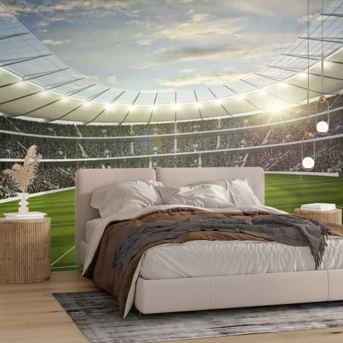 Fotobehang Groen grasveld in het stadion