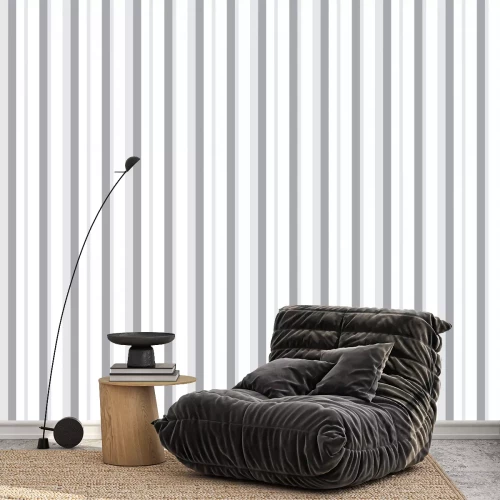 Behang Grijze verticale strepen