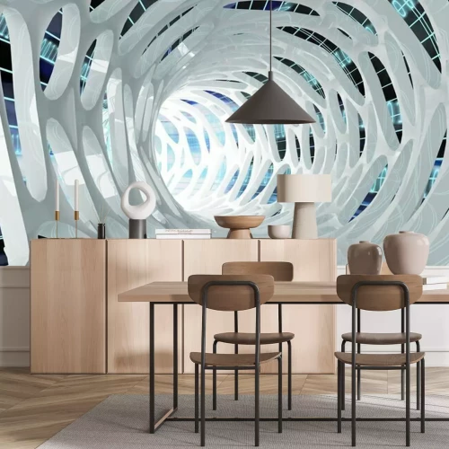 Fotobehang Futuristische tunnel met zwart