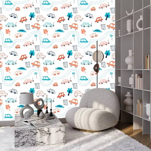 Behang Kids transport collection Car, taxi, road