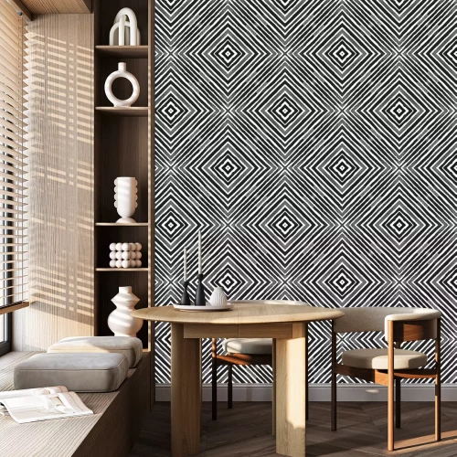 Behang Black and white Geometric Watercolor. Cool Seamles