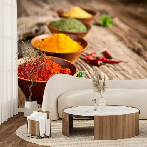 Fotobehang Kruiden in potjes