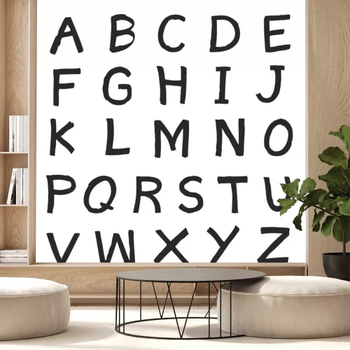 Sticker Zwart alfabet eenvoudig gedrukte letters