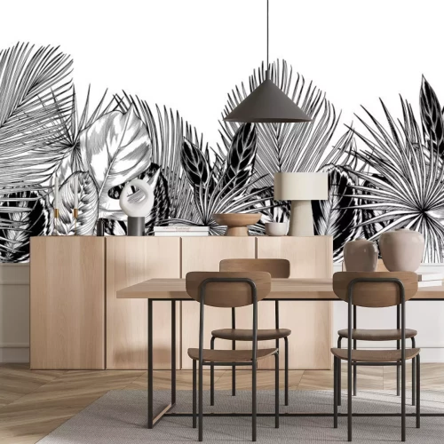 Sticker Zwart en wit wild struikgewas