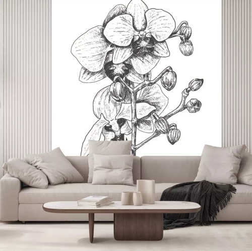 Sticker Zwart-witte orchidee