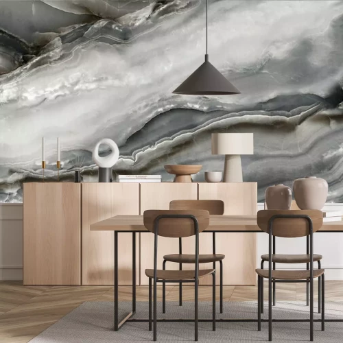 Fotobehang Vloeiend grijs marmer als mist