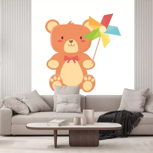 Sticker kids toy, teddy bear and pinwheel with stick toys