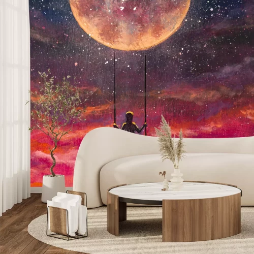 Fotobehang Schommel op de maan Abstract landschap