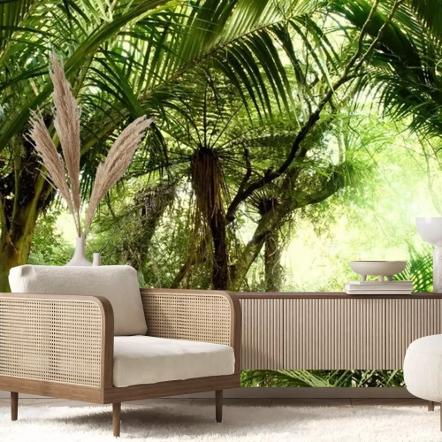 Sticker Dichte tropische jungle in groene kleuren