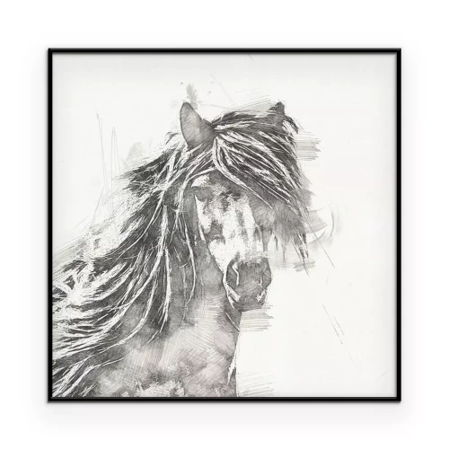 Poster Paardenbuste in potloodschetsstijl