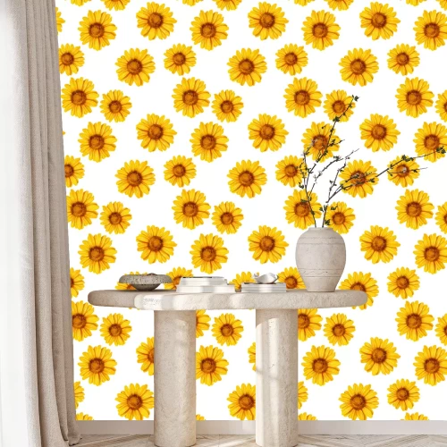 Behang Sunflower seamless pattern. Background with yellow flowers