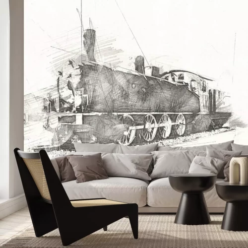 Fotobehang Old steam locomotive engine retro vintage