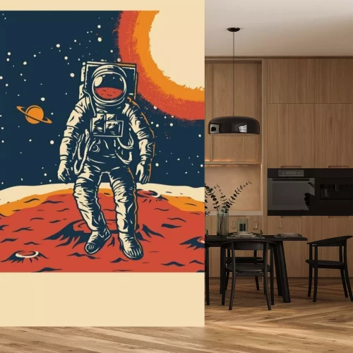 Sticker Grafische sterren en planeten van de astronautenmaan