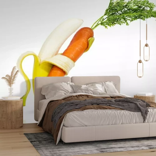 Sticker Een banaan die een wortel bedekt