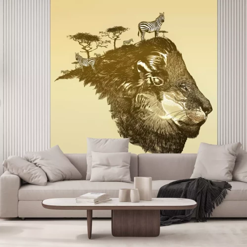 Sticker Leeuw van savanna