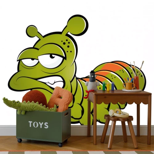 Sticker Groene rups met een oranje streep