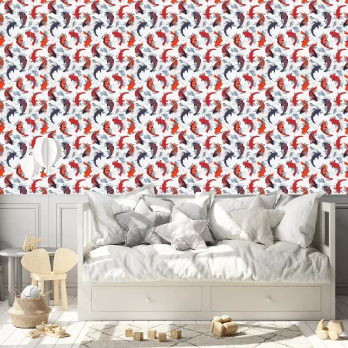 Behang Japanse rode en oranje koi