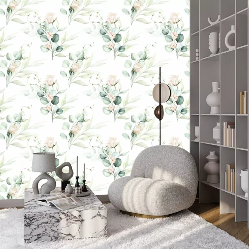 Behang Compositie van planten in aquarel