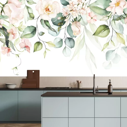 Fotobehang Aquarel planten en bloemen