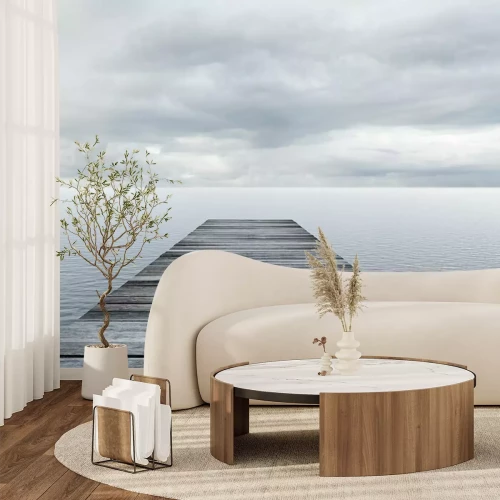 Fotobehang Houten pier over kalm water