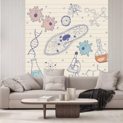 Fotobehang Biologie schetst achtergrond in vintage stijl