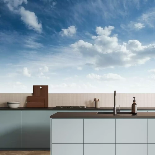 Fotobehang Witte wolken aan een blauwe lucht