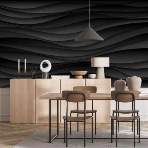 Fotobehang Zwarte 3D-golven