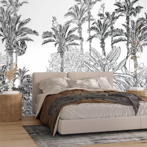 Fotobehang Getekende palmbomen
