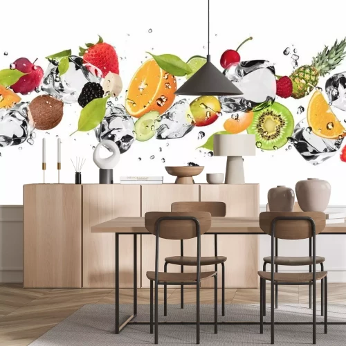 Sticker Ijs fruit op witte achtergrond