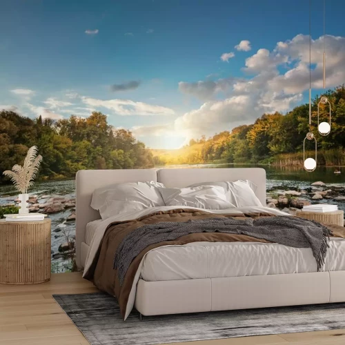 Fotobehang Stenen in rivierwater