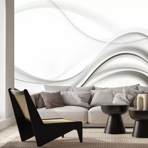 Fotobehang Zwart-witte abstracte golf