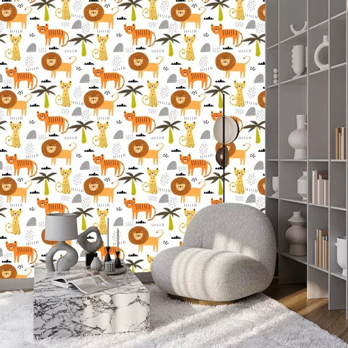 Behang Het dierenpatroon van de babysafari