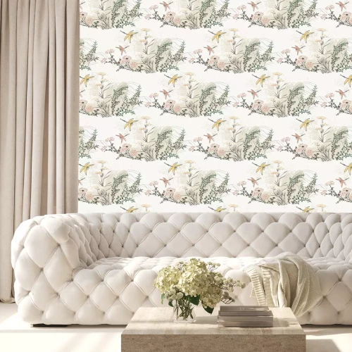 Behang Weiland met bloemen en libellen