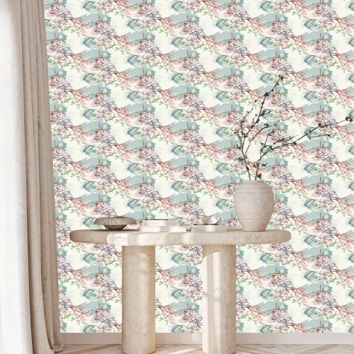 Behang Japans oosters gebouw met groen