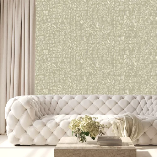 Behang Delicaat beige gras in vintage stijl